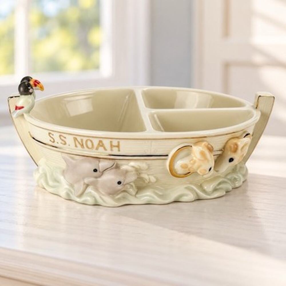 Lenox Noahs Ark Divided Baby Bowl Dish Trinket